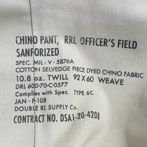 36 Camel Cotton Selvedge Twill Straight Button Fly Chino Casual Pants - Picture 3 of 6